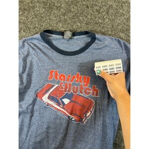 VINTAGE Starsky & Hutch Ringer T Shirt Men M Blue Heather Thunder Creek Tee